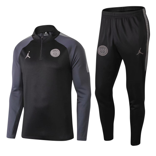 Kids PSG Air Jordan 18/19 Sweat Top Tracksuit Dark Grey With Pants